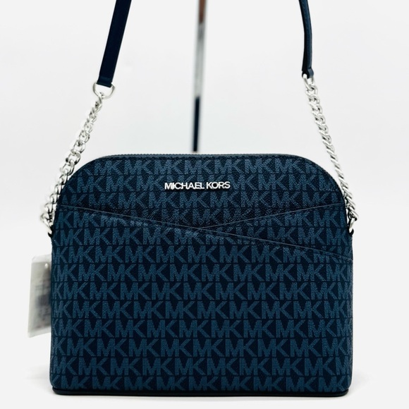 Michael Kors Medium Dome Jet Set Travel Xbody Bag Admiral Navy Blue - Picture 1 of 11